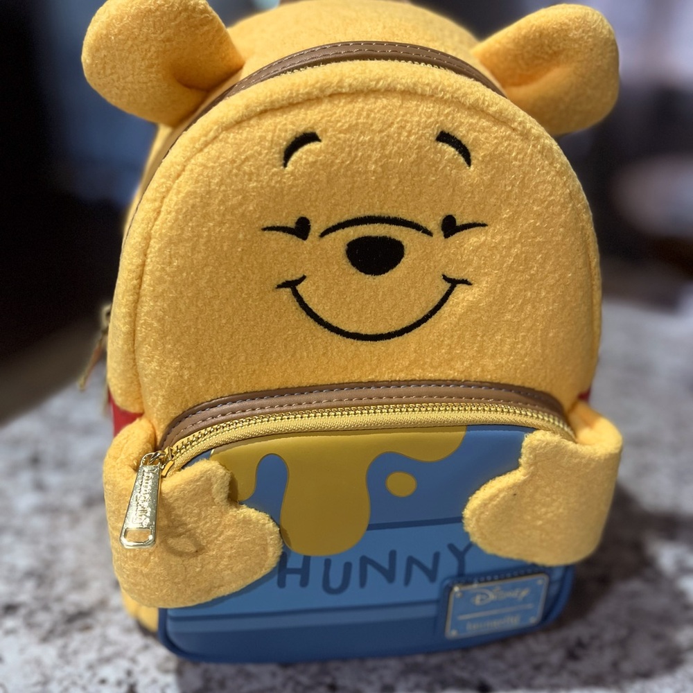 Loungefly Winnie the Pooh Yellow & Blue Plush Mini Backpack